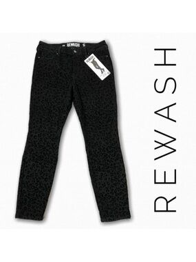 Rewash high rise black burn out velvet leopard print skinny pants